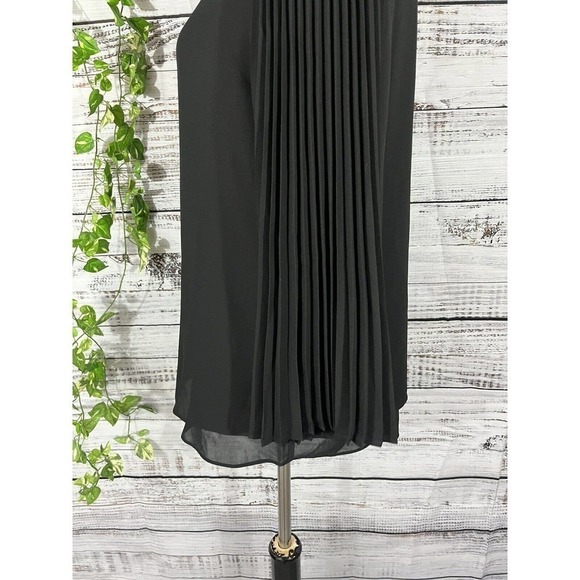 Laurie Felt Blouse Extra Small Black Sheer Pleated Sleeves Cocktail Evening Slim - Picture 11 of 13